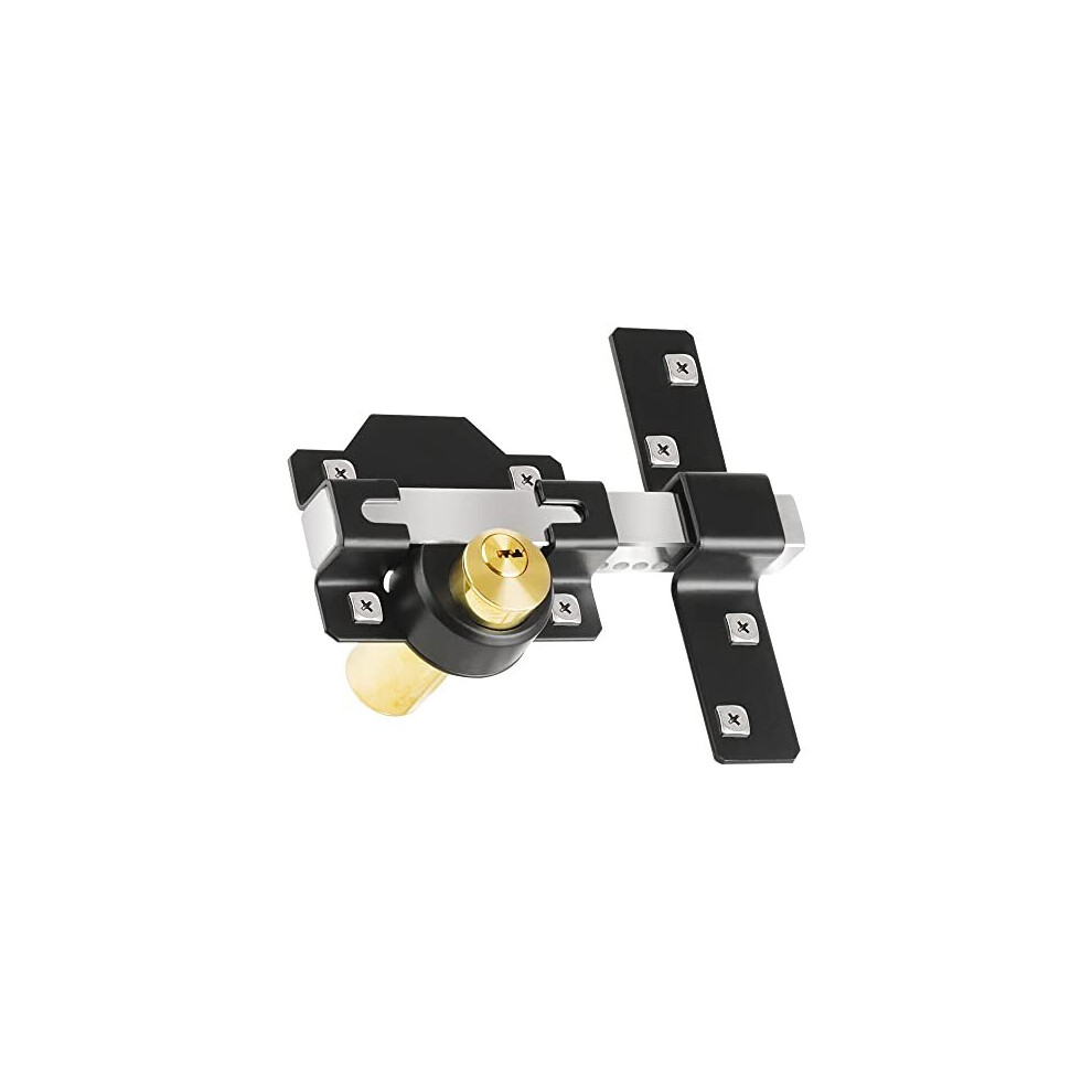Both Side Lock Door 50mm Long Throw Gate Lock Stainless Steel Grade Lockable with Rear Double Locking for Yard，Garden Doors / Gates Supplied 5 Keys