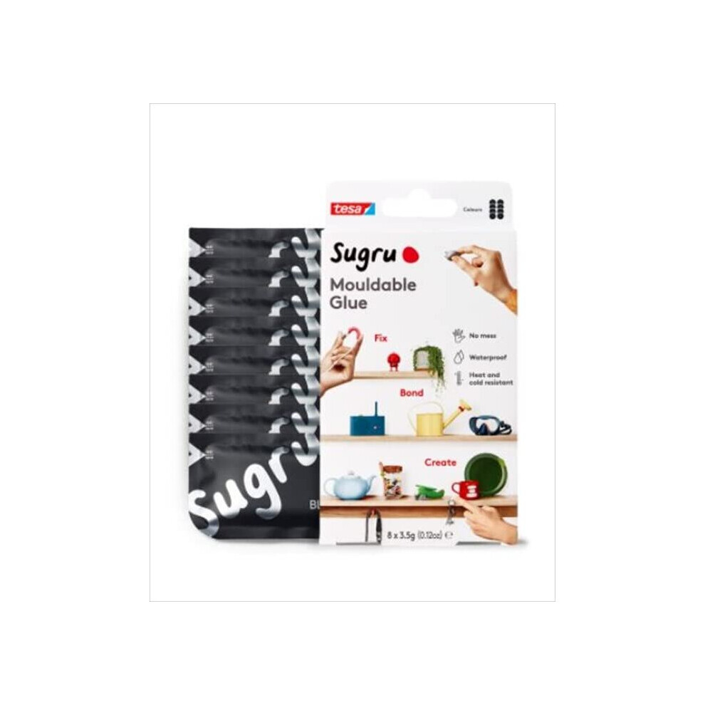 sugru I000953 Mouldable Multi-Purpose Glue for Creative Fixing and Making, Black, 8-Pack
