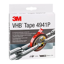 3M VHB 4941P, Double Sided Foam Tape - Excellent Adhesion to Most Metals, Polycarbonate and ABS - Grey, 19 mm x 3 m, 1.1 mm (1 Roll)
