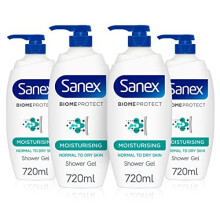 Sanex BiomeProtect Moisturising Shower Gel 4 x 720ml Pump (4 pack)