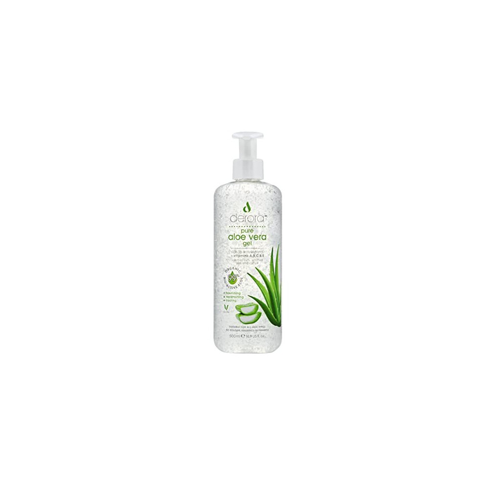 Derora Aloe Vera Gel - 500ml | Contains 100% Pure, Organic & Natural Bio Active Aloe Ingredients | for Healing, Soothing & Hydrating the Skin, Face &