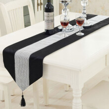 (Black, 1PC) Time to Sparkle Luxury Velvet Diamante Table Runner Thick Velvet Chenille Satin Tasseled Christmas Xmas