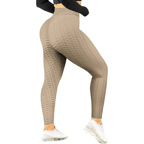 A AGROSTE Seamless Butt Lifting Leggings for Women Booty High Waisted  Workout Yoga Pants Scrunch Gym Leggings Coffee-S