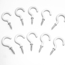 10 Pack Outdoor White Cup Hooks for Walls and Ceilings | Hanging Lighting