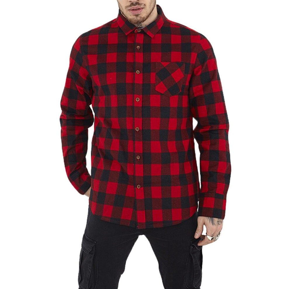 (Red Black, M) BRAVE SOUL Men Check Printed Shirts 100% Cotton