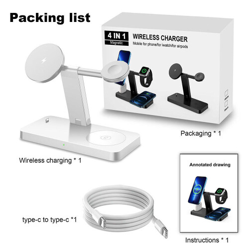 4in1 Magnetic Wireless Charger 15W Foldable Fast Charging Dock Station 1