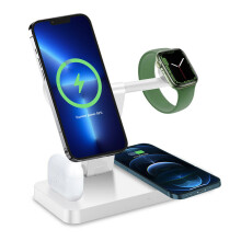 15W Magnetic Fast Qi Wireless Charger 4 in 1 Station for Phones Watch