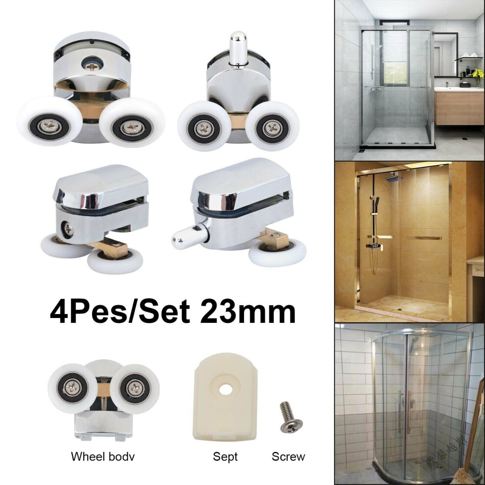 4Pcs  Shower Screen Door Rollers Runners Wheels Top&Bottom 23mm