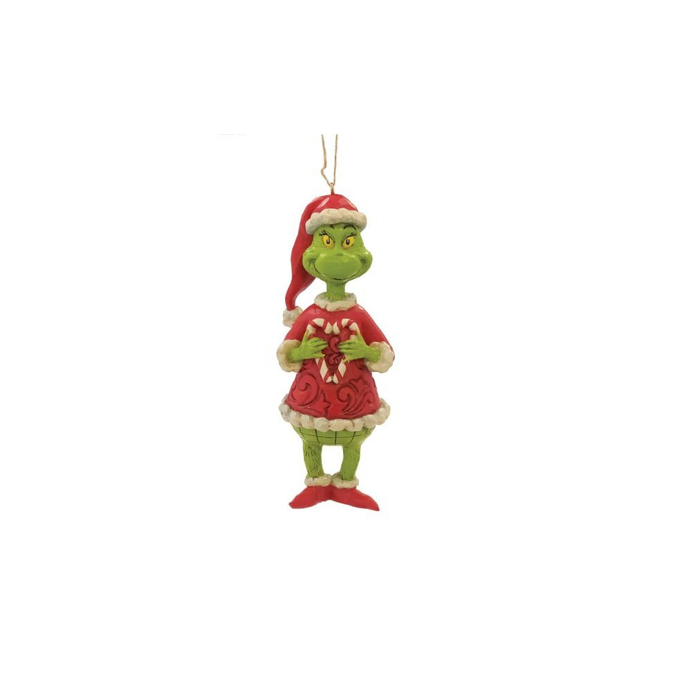 The Grinch By Jim Shore Hanging Ornament - Grinch Holding Heart Shaped Candy Cane