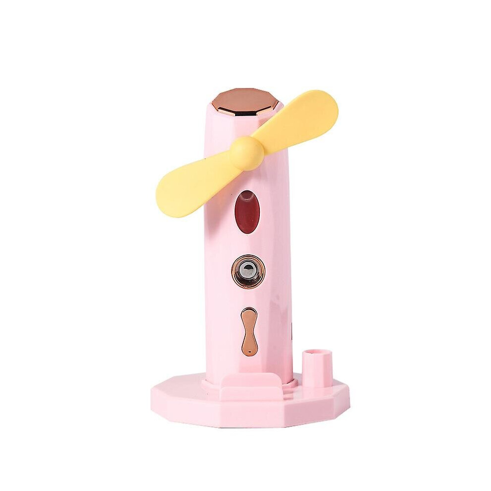 (Pink) Handheld Fan Portable Misting Fan Rechargeable Mini Water Spray Humidifier Fan