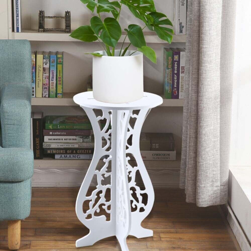 Small Wooden Round Side Table Beside Tea Coffee Lamp Plant Rack Stand Home