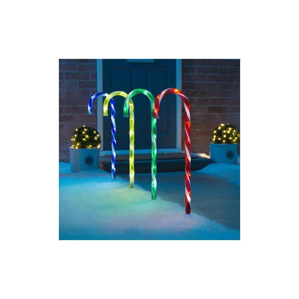 CHRISTMAS VILLAGE 4Pcs Candy Cane Lights Large LED Christmas Pathway Decorations Battery Outdoor