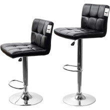 HQ PU Leather Black Ergonomic Durable Bar UK Stools Pub Cafe Set of 2