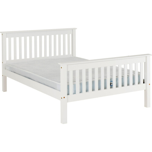 Seconique Monaco 4FT Small Double  High Foot End Bed Frame Only - White
