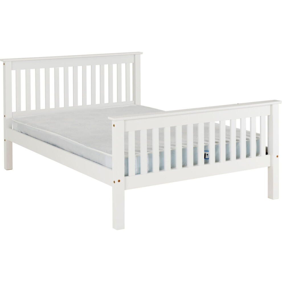 Monaco 4FT Small Double  High Foot End Bed Frame Only - White