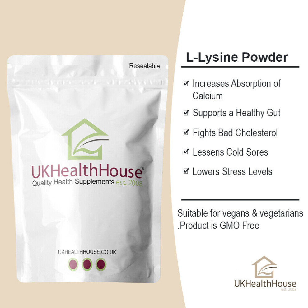 L-Lysine Powder 250g | Cold Sores Herpes Lysine Amino Acid Supplement