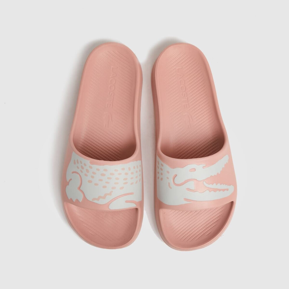 (UK 6) Lacoste pale pink croco slide 2.0 sandals