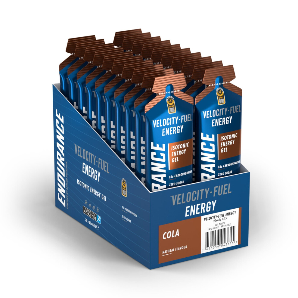 Applied Nutrition (Cola) Endurance Velocity Fuel Energy - Caffeine Free Sports Nutrition Energy Gel - Pack Of 20 X 60G