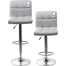 HQ PU Leather Grey Durable Bar Stools UK Pub Cafe Home Set of 2