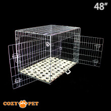 Dog Cage 48 in Silver Puppy Crate Cozy Pet Crates Inc 48'' Vet Bedding