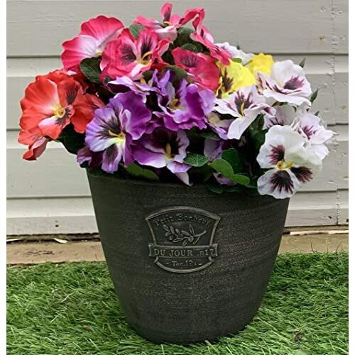 Garden 365 Artificial Outdoor Plants & Dark Grey Plant Pot Ultra