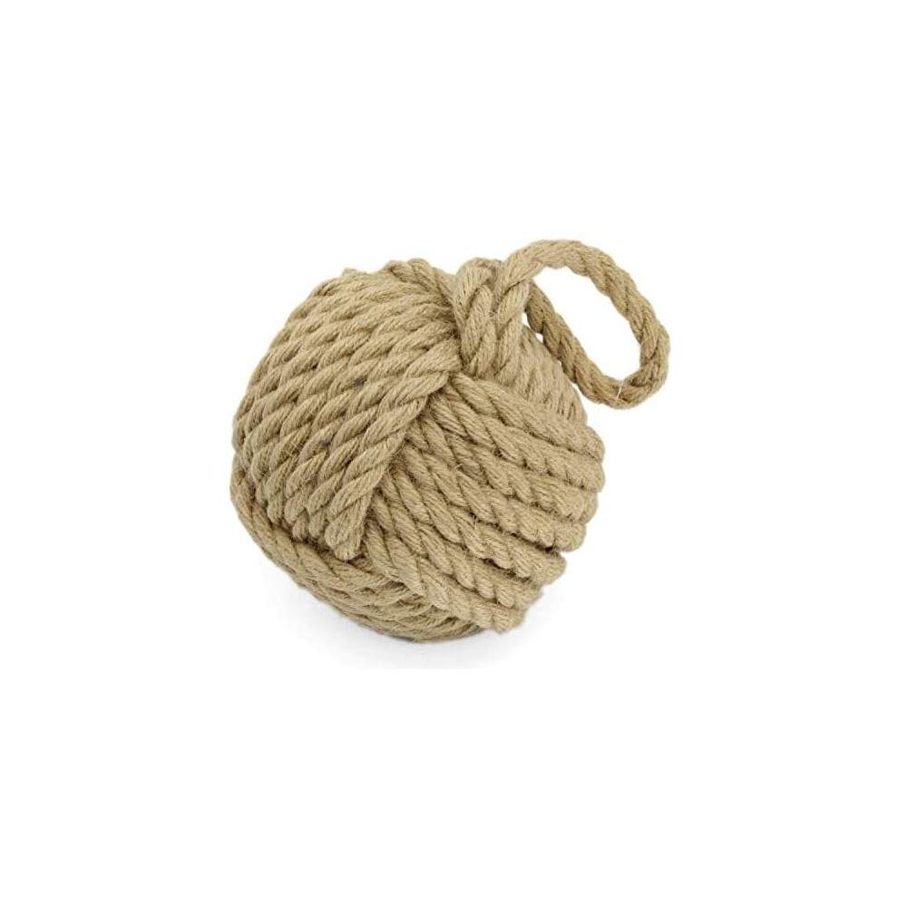 Carousel Home and Gifts Heavy Nautical Knot Rope Doorstop ~ Novelty Door Stop, Natural Door Stopper Ball