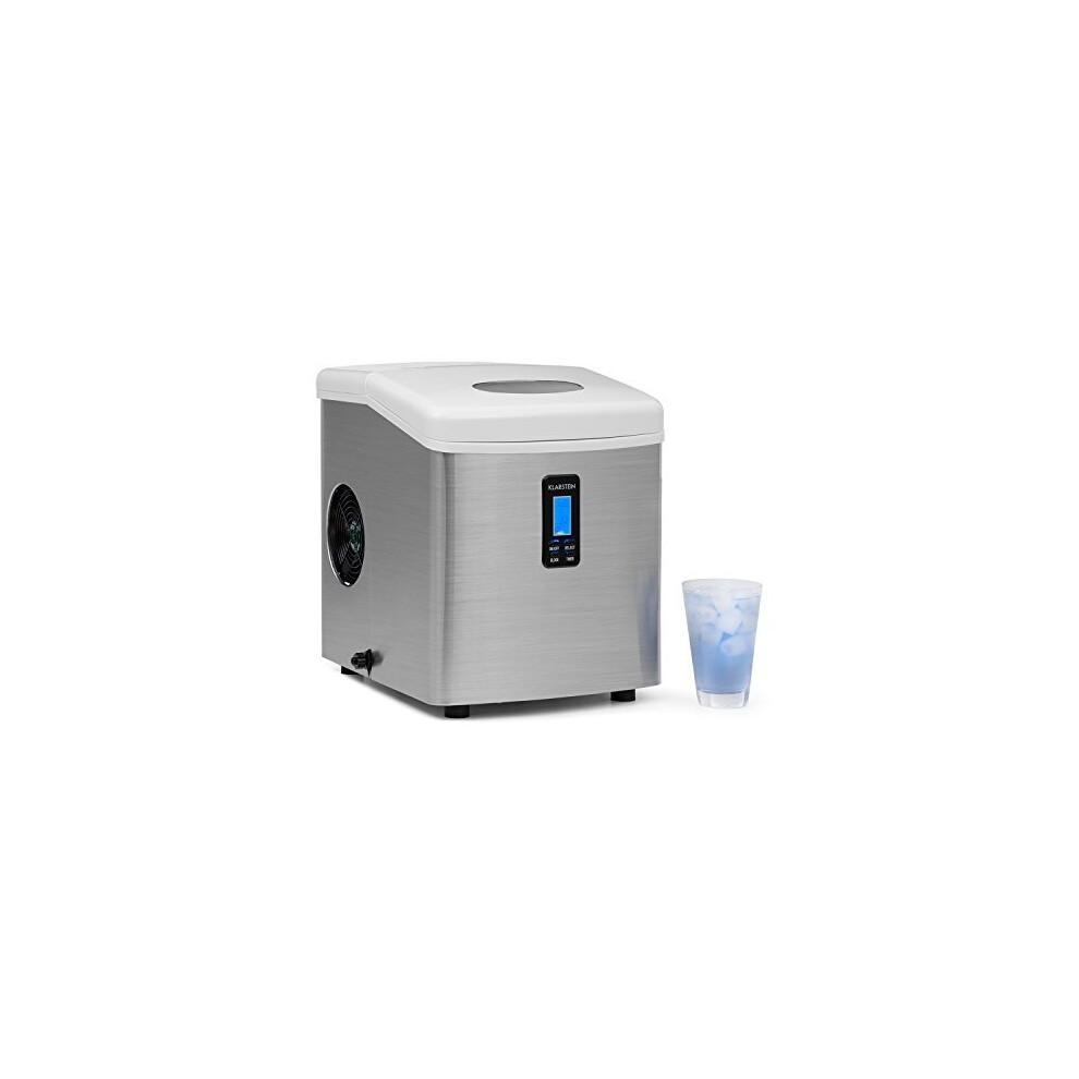 Klarstein Mr. Silver Frost Ice Maker - Ice Machine, 150W, 3.3L Tank, Tasteless Plastic Lining, Pump System, Easy-to-Clean, Low Operating Noise, B