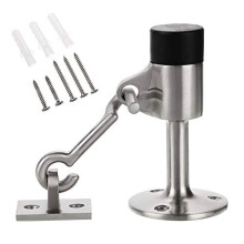 Sumnacon Heavy Duty Door Stop with Hook Stainless Steel Door Stopper Brushed Finish Wall Mounted with Rubber Buffer