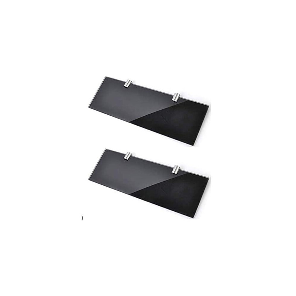 Photos - Other for Repair Set of 2 Black Glass Shelves Bathroom Kitchen Bedroom 300mm x 100mm (12" x 4" Approx)