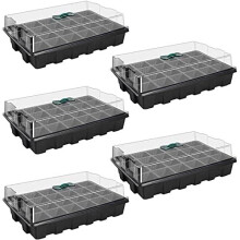 Seed Starter Trays , Richaa 5 Pack 24 Cells Gardening Germination Tray Mini Propagator Seed Tray Grow Box with Lid for Greenhouse Plant Seeding G