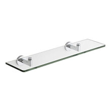 Milano Mirage - Modern Wall Mounted Bathroom Glass Shelf with Chrome Brackets - 500mm Length
