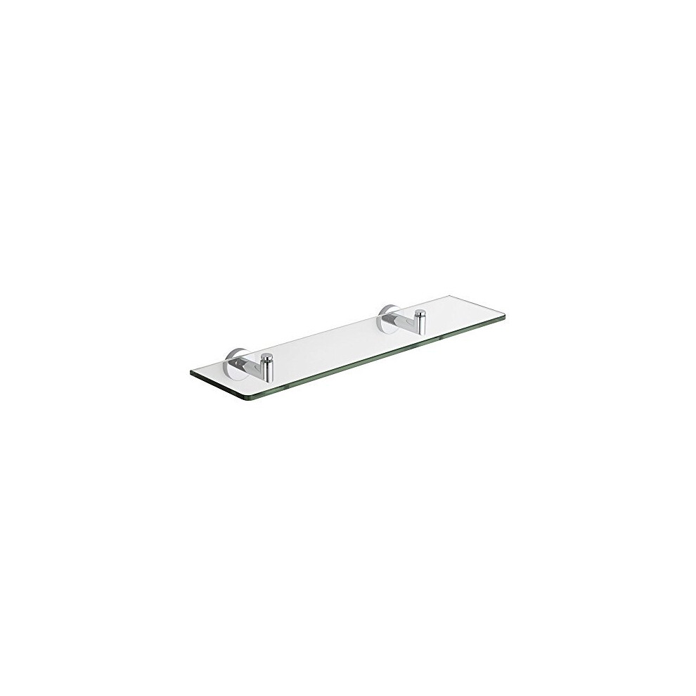 Milano Mirage - Modern Wall Mounted Bathroom Glass Shelf with Chrome Brackets - 500mm Length