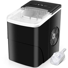 Ice Maker Machine Counter Top, Ice Machine Ready in 6-13 Mins Ice Cubes 12kg in 24 Hrs, Ice Machines for Home, No Plumbing Required, Includes Sco