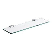 Milano Arvo - Modern Wall Mounted Bathroom Glass Shelf with Square Chrome Brackets - 500mm Length