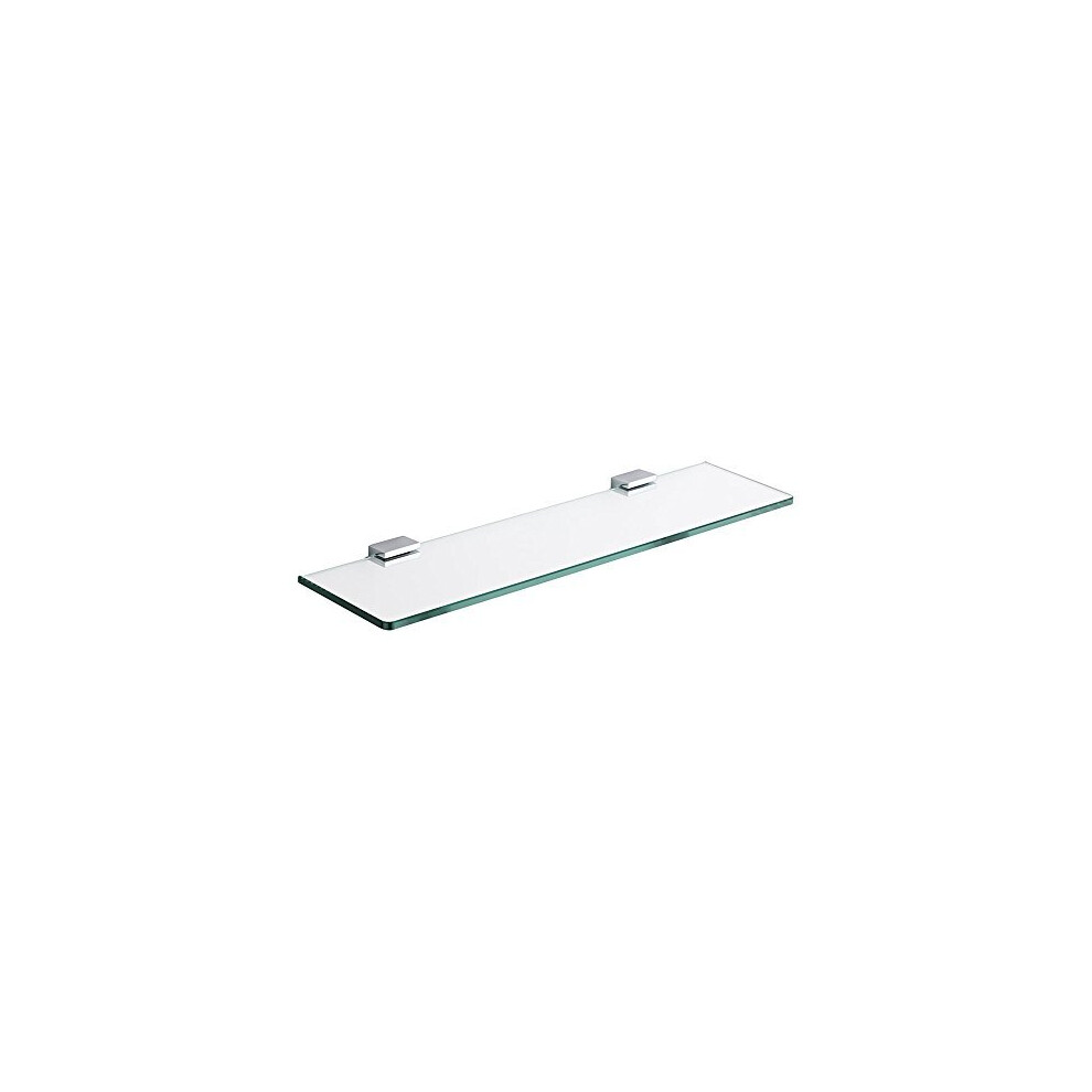 Milano Arvo - Modern Wall Mounted Bathroom Glass Shelf with Square Chrome Brackets - 500mm Length