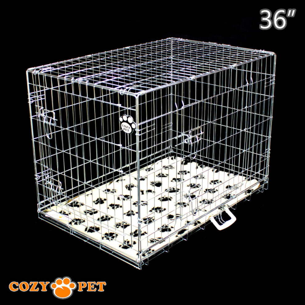 Dog Cage 36 in Silver Puppy Crate Cozy Pet Travel Crates inc Vet Bedding