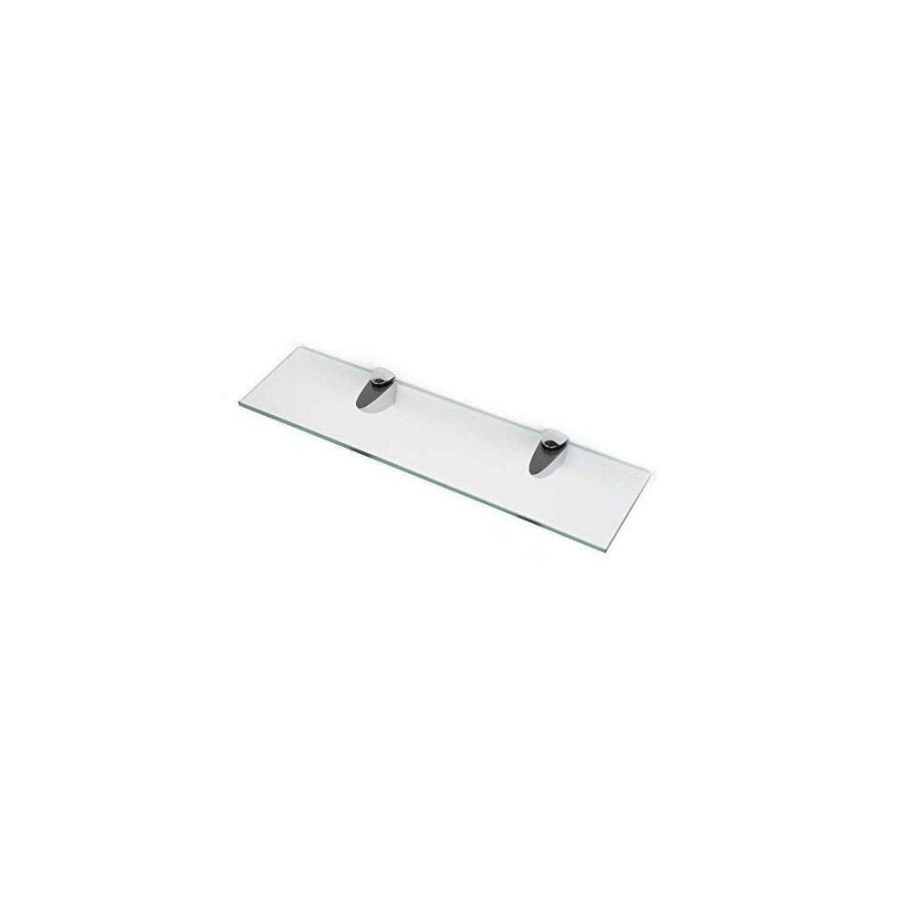 Bsm Marketing 6Mm Thick Toughened Glass Shelves With Large Chrome Finish Shelf Supports 600Mm, 500Mm And 400Mm (1, 500Mm X 100Mm) 7427108121018