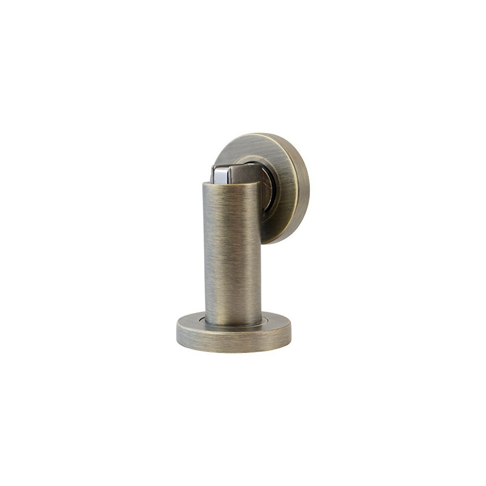 Stoppwerk Magnetic Door Stop - Antique-Look Stainless Steel Door Stopper incl. Fixing Material - Floor and Wall Mounting ø5cm H: 8.4cm