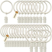 Lsgoodcare Set of 30 Decorative Metal Drapery Curtain Rings with Clips-1 Inch Interior Diameter, White Clip Rings for Curtain(Premium Iron Materi