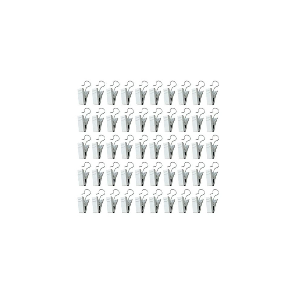 Hyamass 50pcs Metal Hook Clips Hanging Curtain Clip Hanger Wire Holder Home Decoration, Photos, Art Craft Display (White)-image-OPC-P9RX6WF-NEW