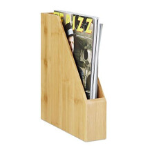 Relaxdays Standing Bamboo File Sorter, Lovely Natural Grain, Paper Storage, Magazine and Letter Rack, A4, Natural