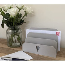 Grey Letter Rack with Heart Window