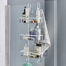 Direct Online Houseware Extra Large Aluminium Rust-Proof Premium 3 Tier Hanging Shower Caddy - Over Door Metal Storage Racking - 79 H x 28 W x 20