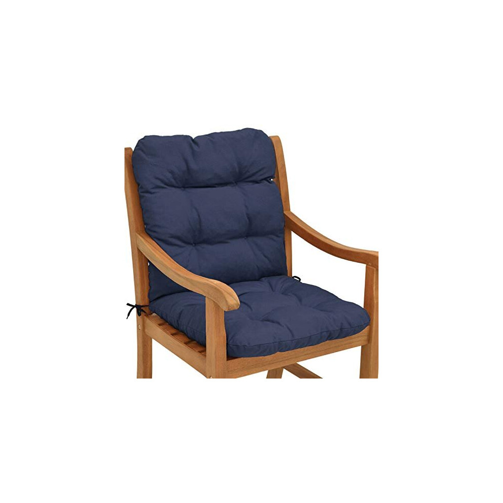 Beautissu Lowback Garden Chair Cushion 100x50x8cm Flair NL  Outdoor Garden Pillow for Recliner Patio Chair Sunbed Bench Dark Blue