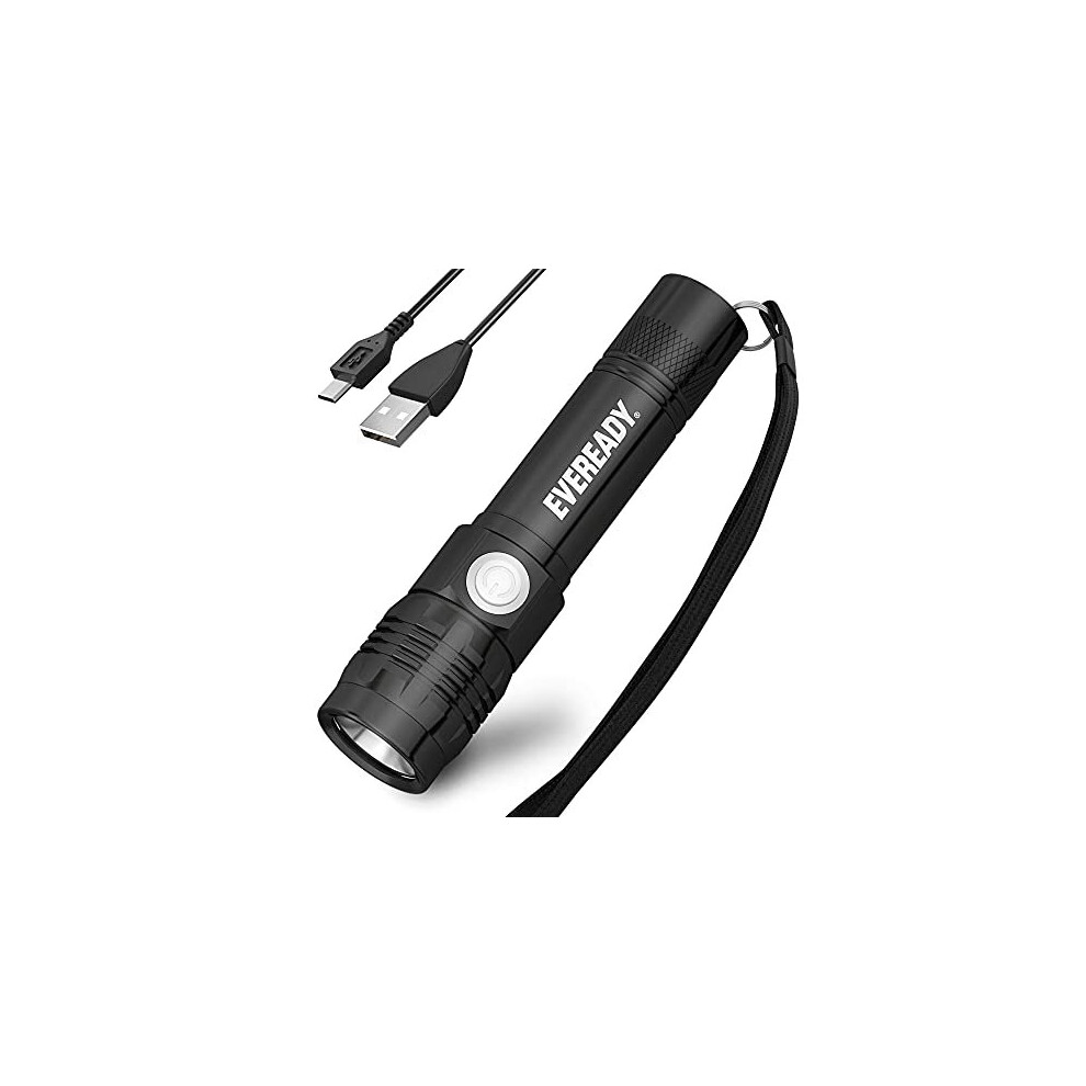 Eveready Rechargeable Torch, Super Bright Flashlight, Light Weight, Water and Impact Resistant, Ideal for Camping, Micro USB Charging Cable