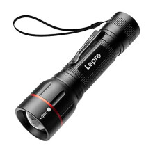 Lepro LED Torch with Clip, Super Bright Flashlight for Camping, 5 Modes, Zoomable, Water Resistant, Lightweight, Small, Powered by 18650 Rec