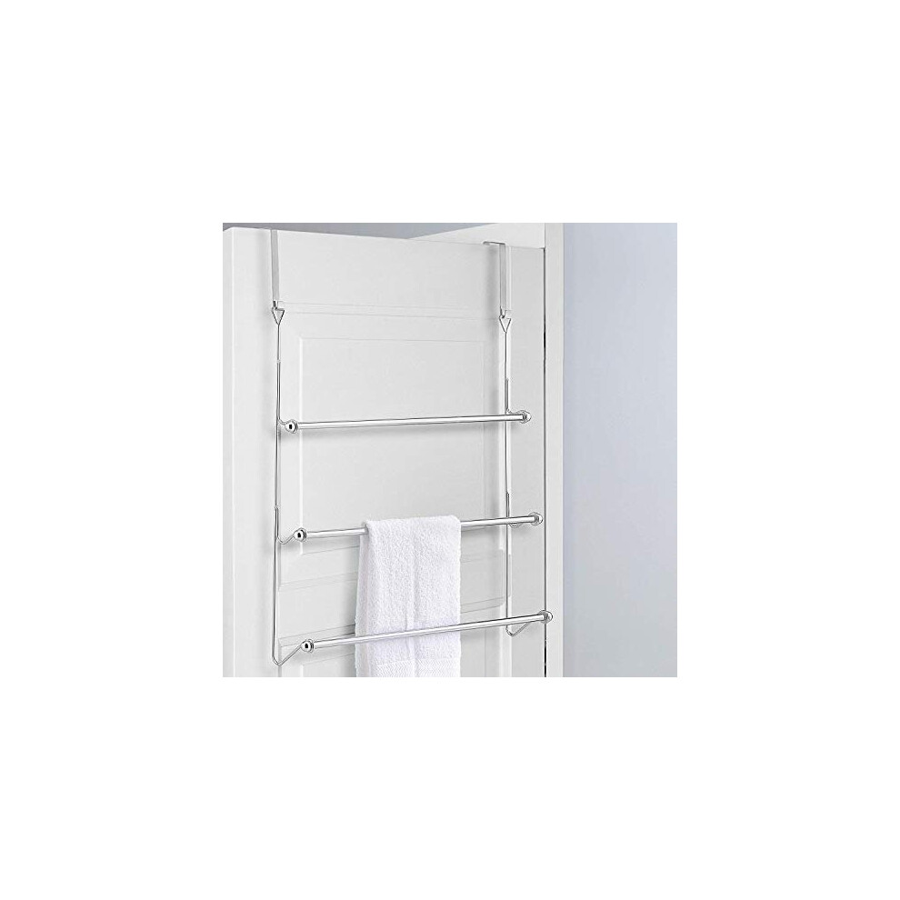 3 Tier Chrome Over Door Clothes Airer Towel Rail Rack Hanger Bar Holder Bathroom Bath Towels Storage Organiser  W60cm x D12cm x H70cm