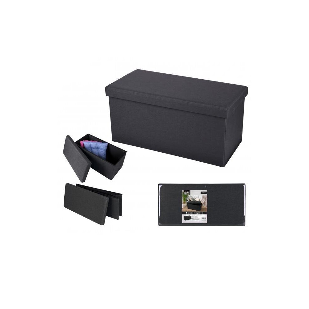 Foldable Storage Bench Ottoman Black