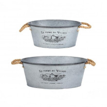 Set of 2 Basin in Metal With Rope Handle