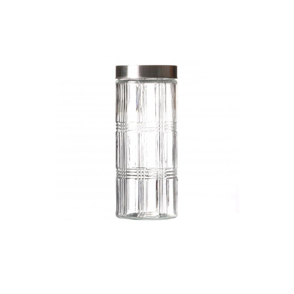 Round Glass Storage Jar With Stainless Steel Lid 2.2L